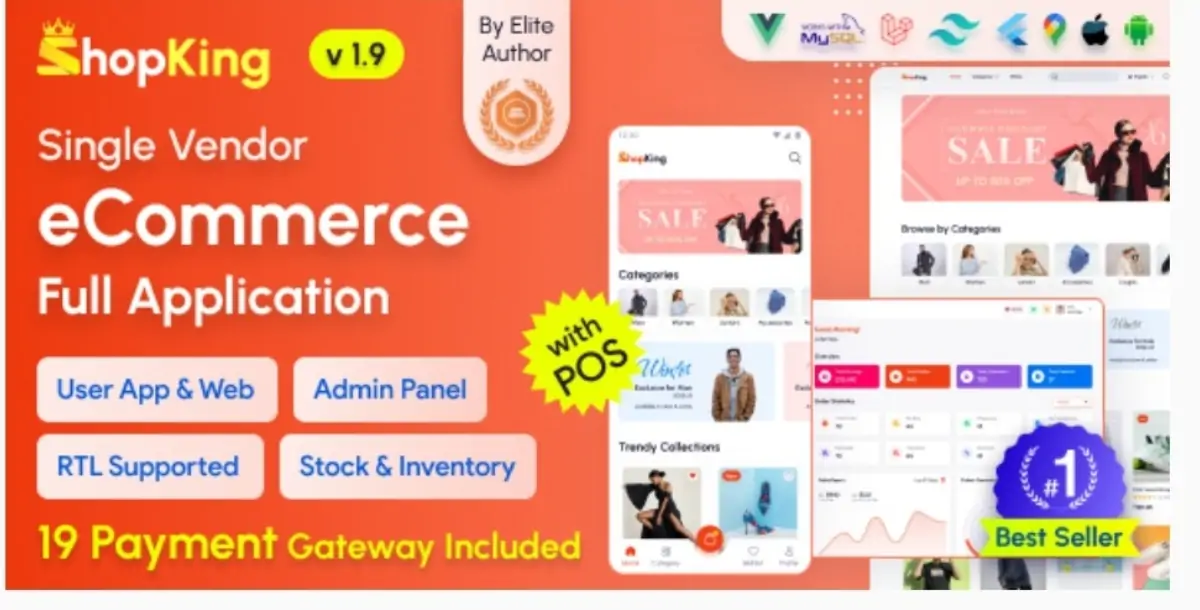 ShopKing - eCommerce App with Laravel Website & Admin Panel with POS | Inventory Management